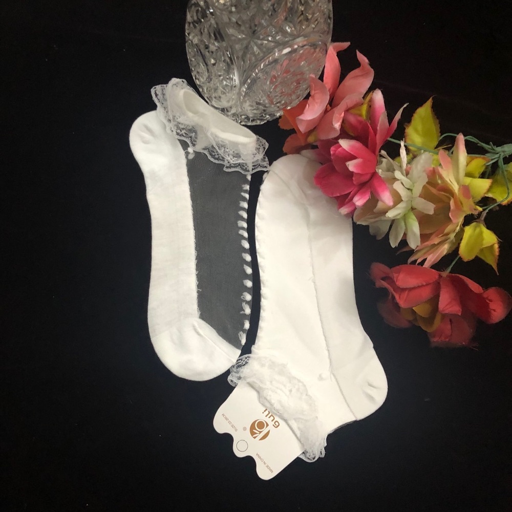 White fancy socks with lace